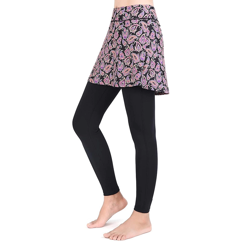 Skirted Legging for Women, Yoga Legging with Skirts &Women Tennis Leggings Clothes Pockets