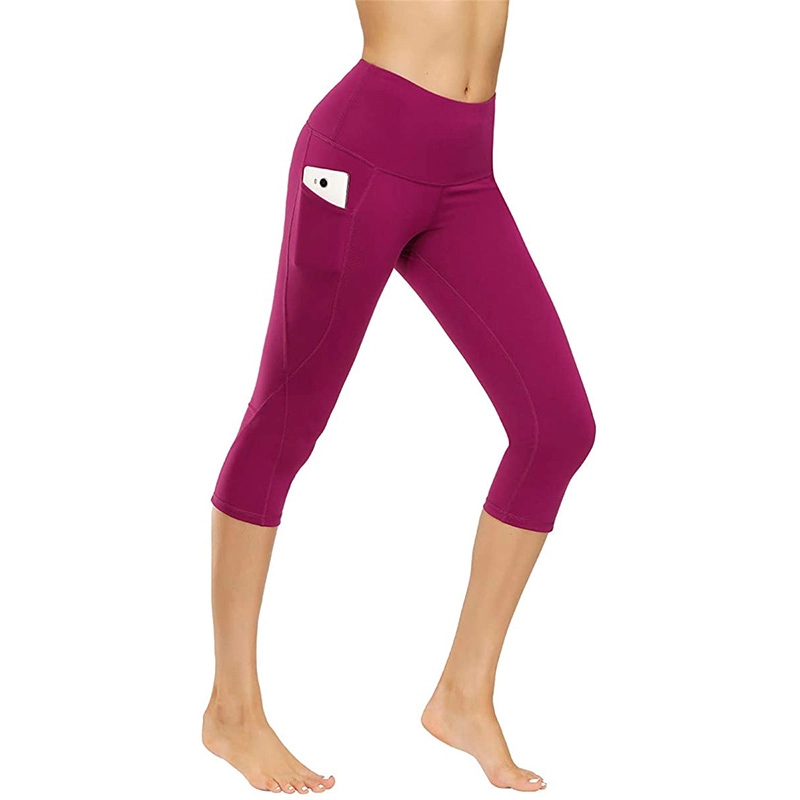 High Waist Pants Yoga Tummy Control Workout Running 4 Way Stretch