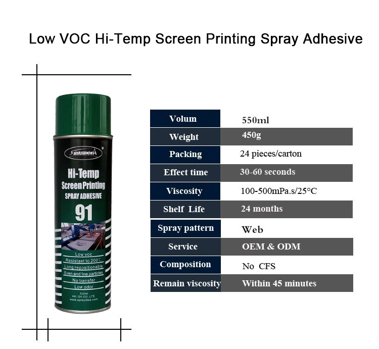 Low VOC Heat Transfer High Temp Screen Frame Spray Adhesive for Screen Printing