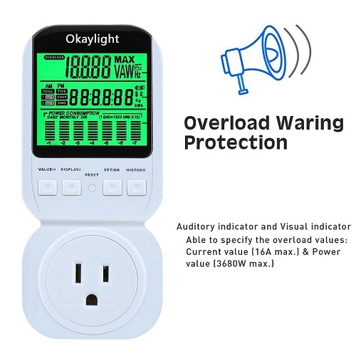 High Accuracy Watt Meter Power Analyzer Black Electricity Usage Monitor Plug