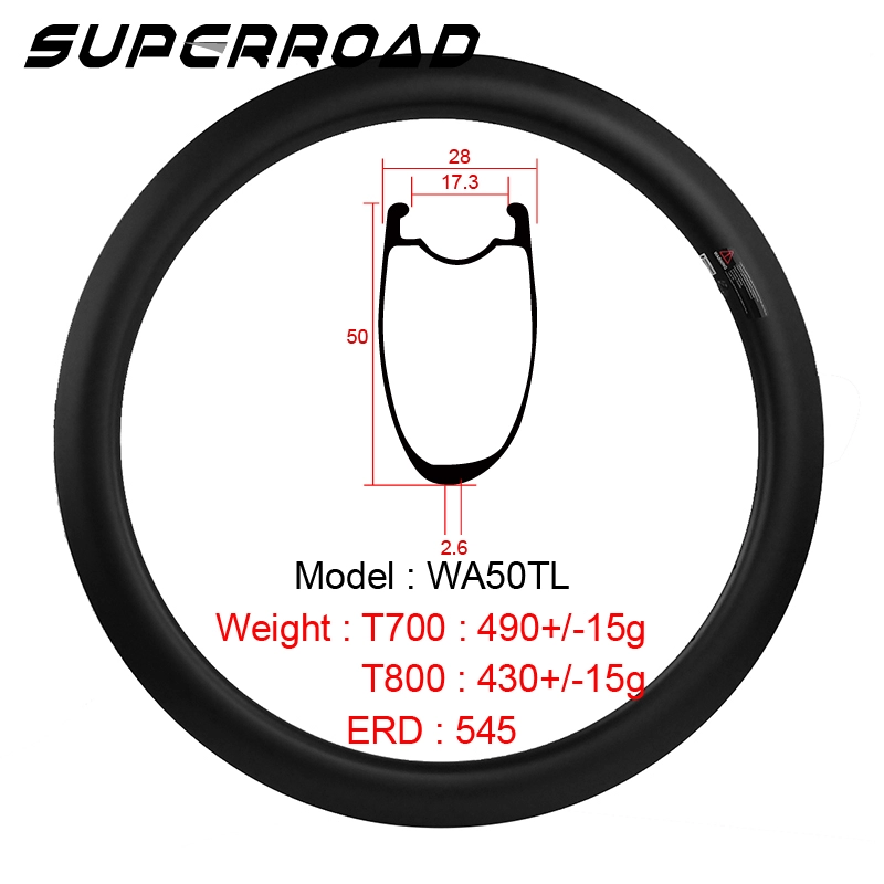 Asymmetric Tubeless Clincher Ready Carbon Road Bike Rims