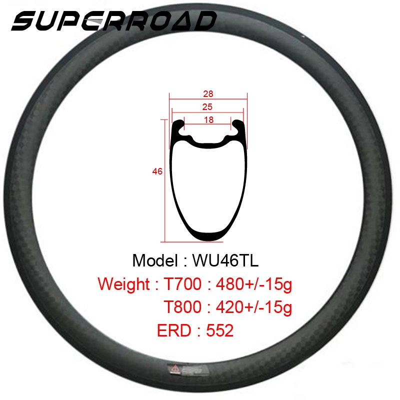 Road Bike Full Carbon Rim 700C Tubeless Clincher Rims