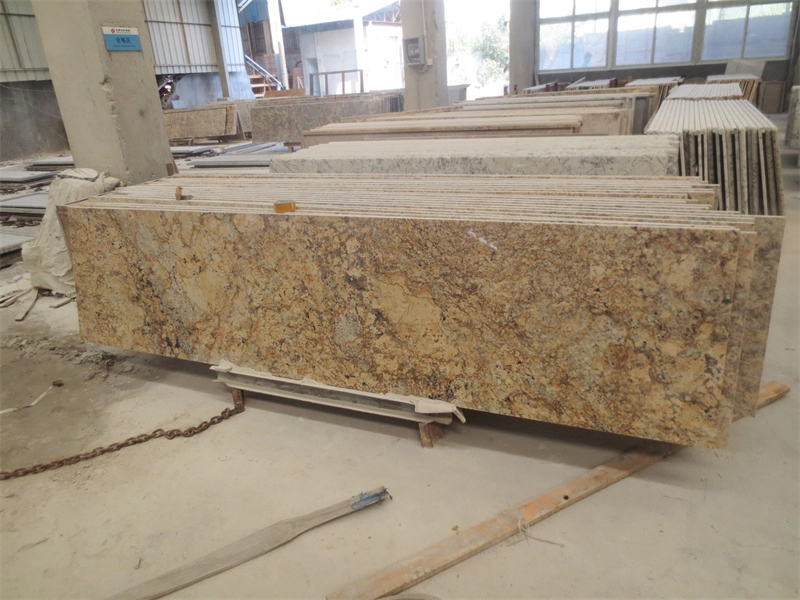 River Yellow Granite Kitchen Countertops Vanity Island