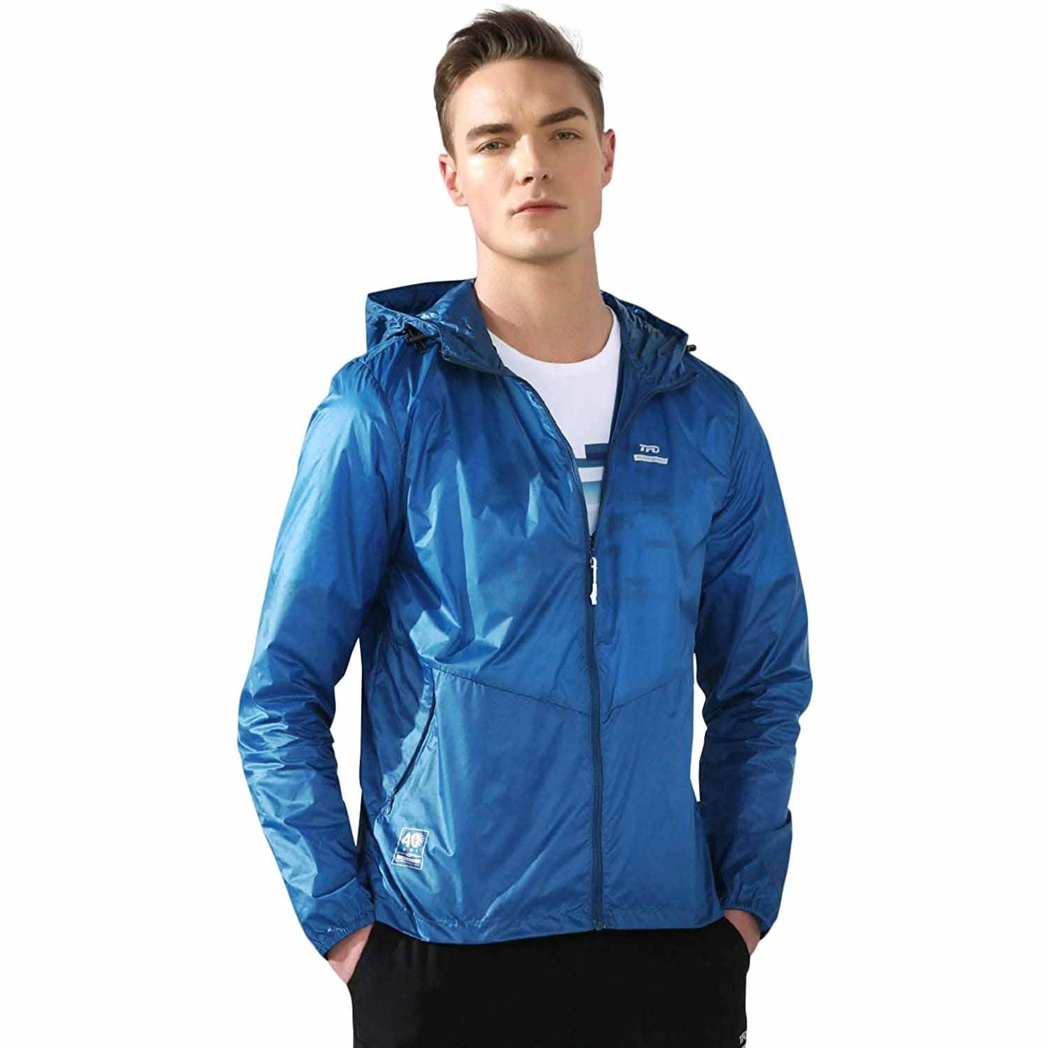 Men's Lightweight Hooded Jackets Sun Protection+Quick Dry Windproof Packable Teenager Skin Coat