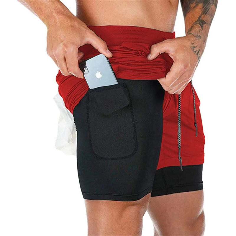 Men 2-in-1 Stealth Shorts 7 Inch Gym Yoga Outdoor Sports Shorts