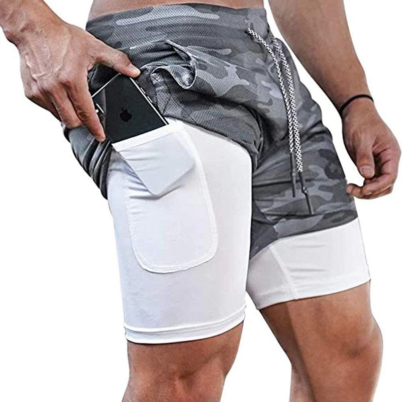 Men 2-in-1 Stealth Shorts 7 Inch Gym Yoga Outdoor Sports Shorts