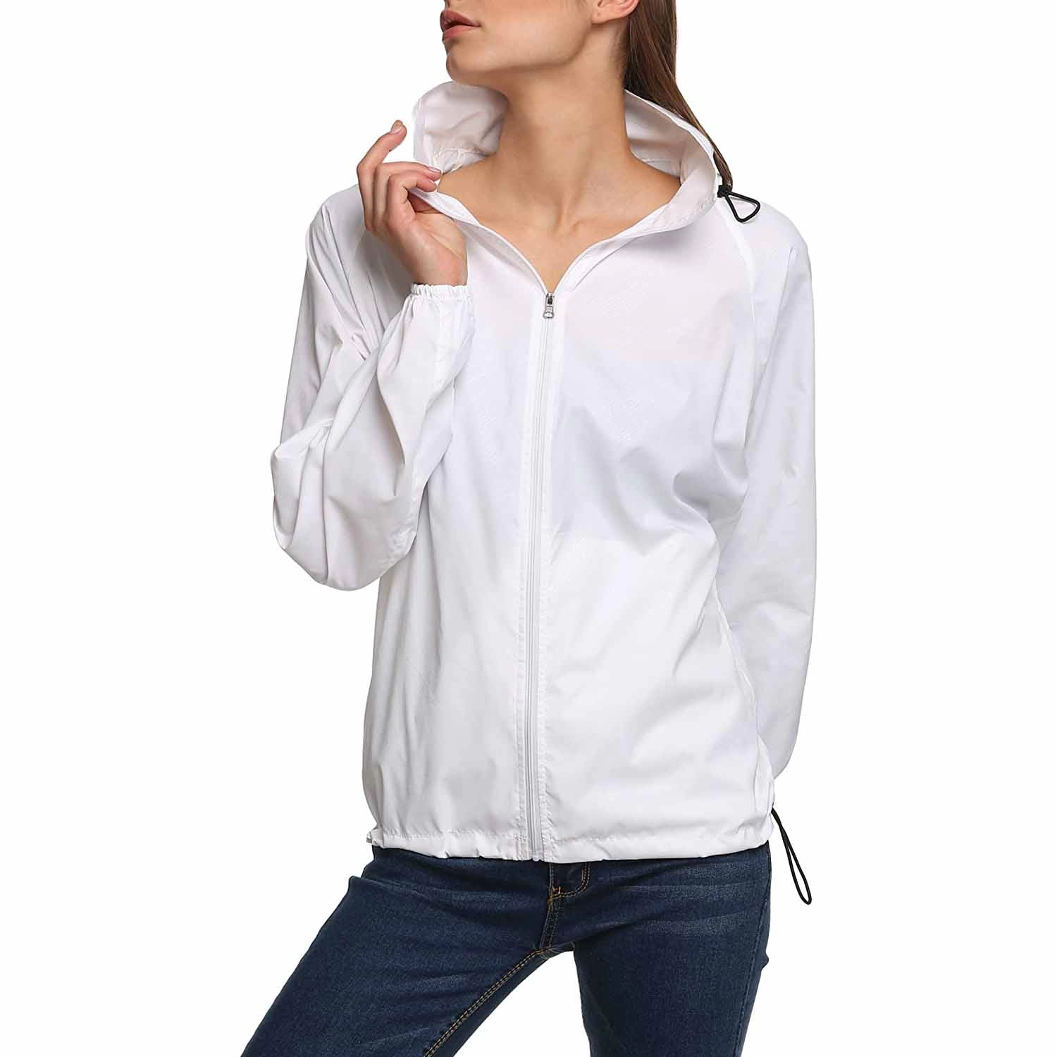 Lightweight Windbreaker Women Packable Raincoat Hooded Waterproof Jacket