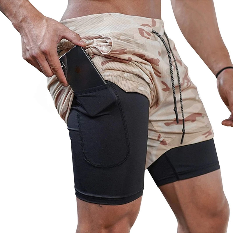 Men 2-in-1 Stealth Shorts 7 Inch Gym Yoga Outdoor Sports Shorts