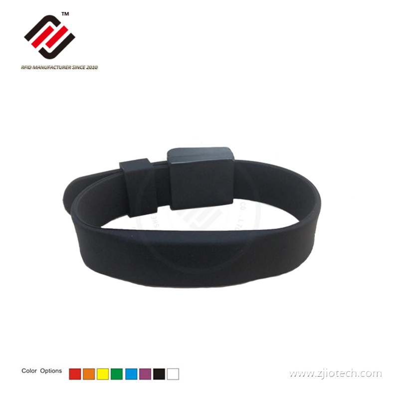 Magnetic Lock Tamper Proof 13.56MHz Silicone RFID Wristband