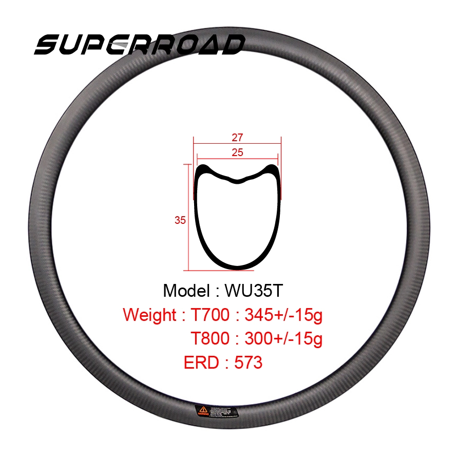 35mm Toray Carbon Road Bike Tubular Rims