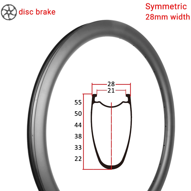 28mm Width 700C Disc Brake Symmetric Road Carbon Rim
