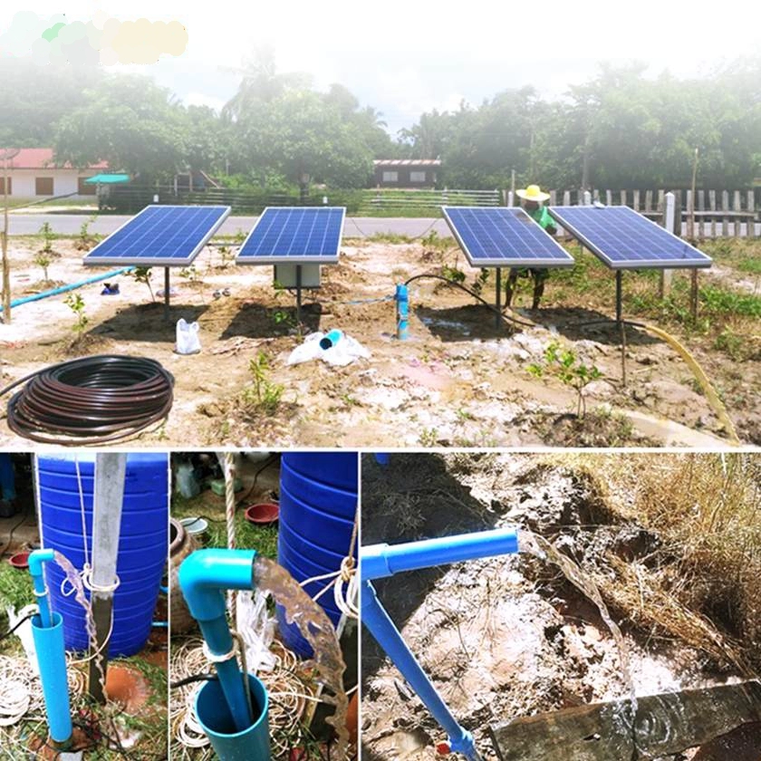 Deep well submersible solar powered water pump for home