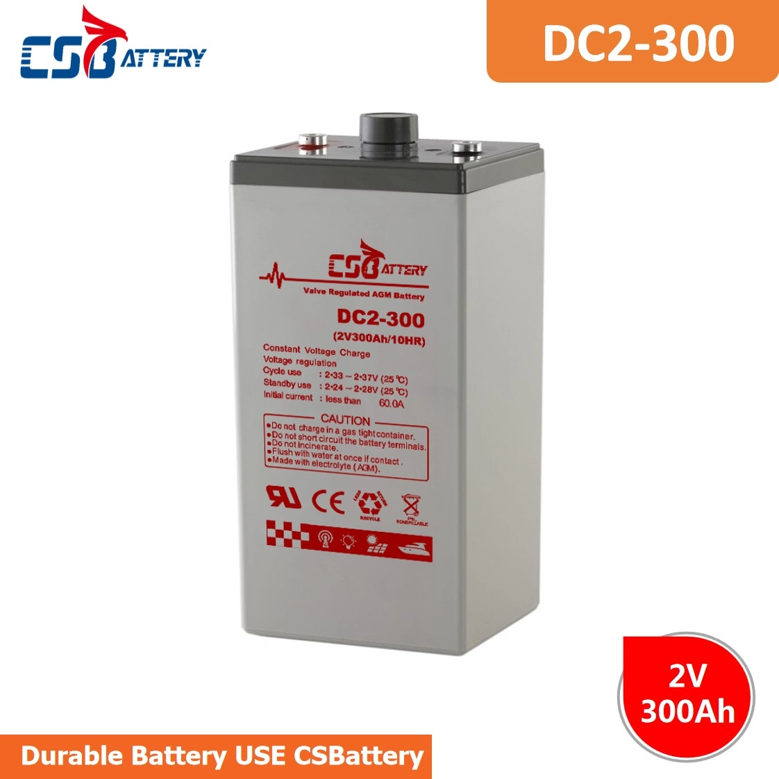 DC2-300 2V 300Ah Deep Cycle AGM Battery