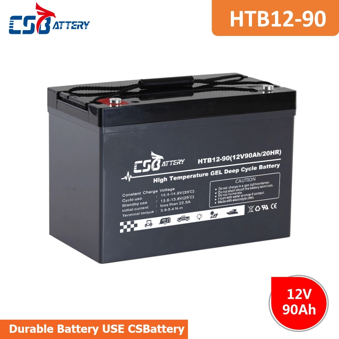 HTB12-90 12V 90AH High-Temp Deep Cycle Batteries