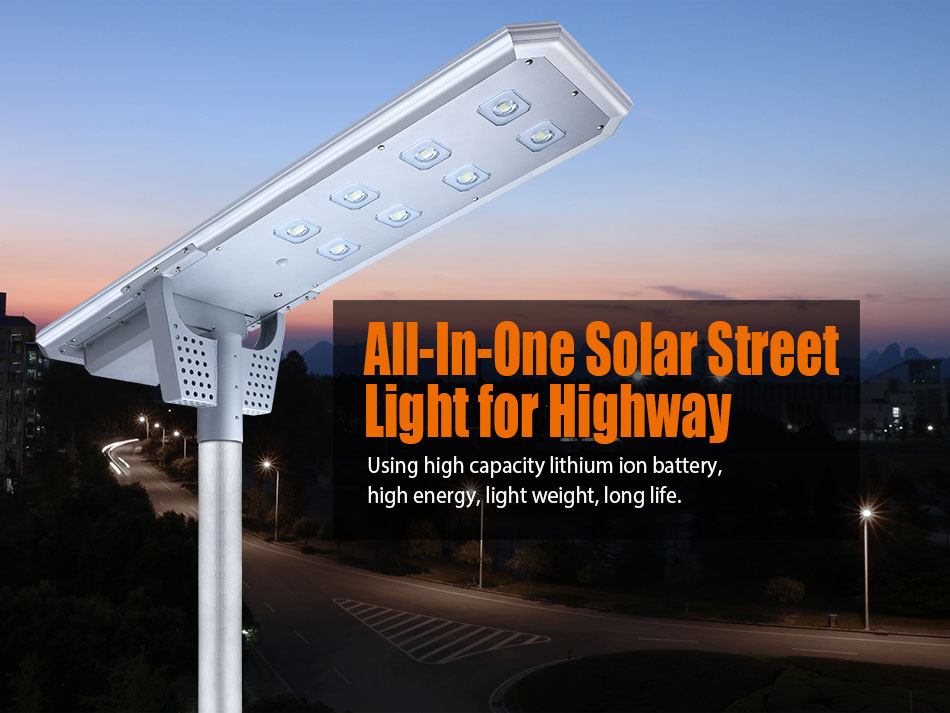 High Quality Outdoor Ip65 All In One Battery Power 60w Solar Led Street Light