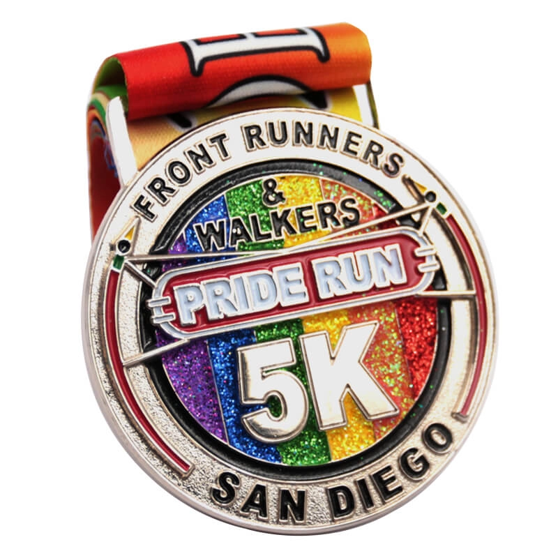 Rainbow glitter walkers 5k pride running medal