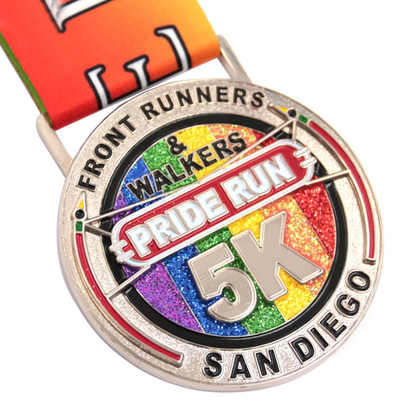Rainbow glitter walkers 5k pride running medal