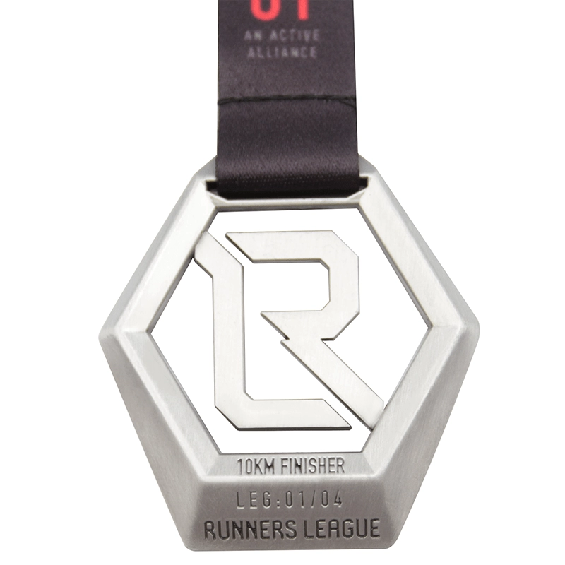 Personalised 3d zinc alloy silver 10km running medal