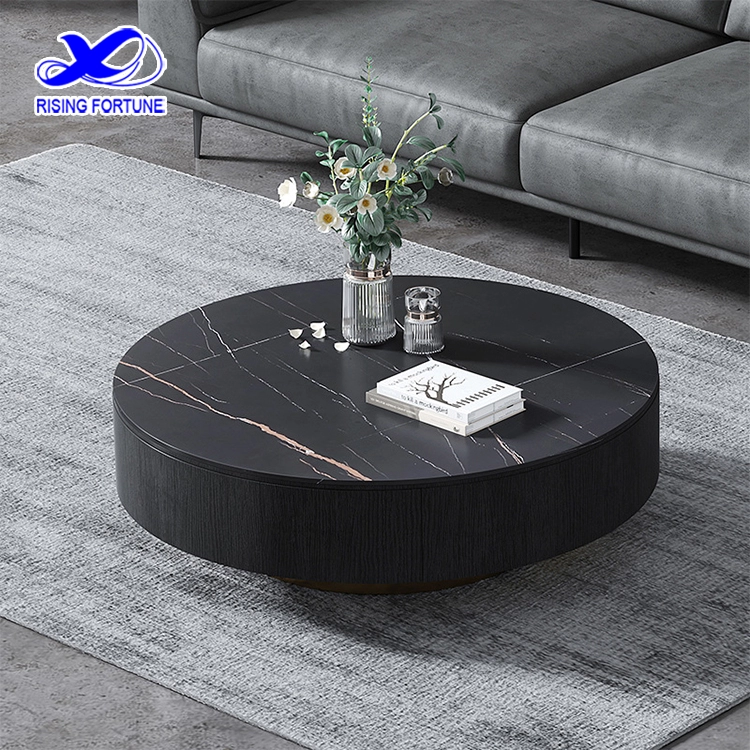 Modern Round Marble Top Coffee Table with Drawer Storage Supplier