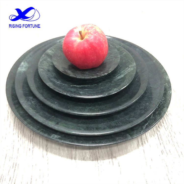 Round green marble fruit tray