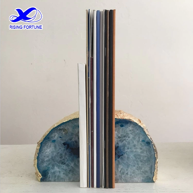 Natural agate bookends blue wholesale