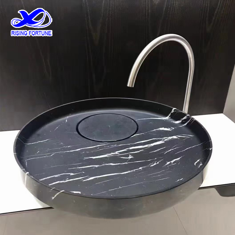 nero marquina marble sink