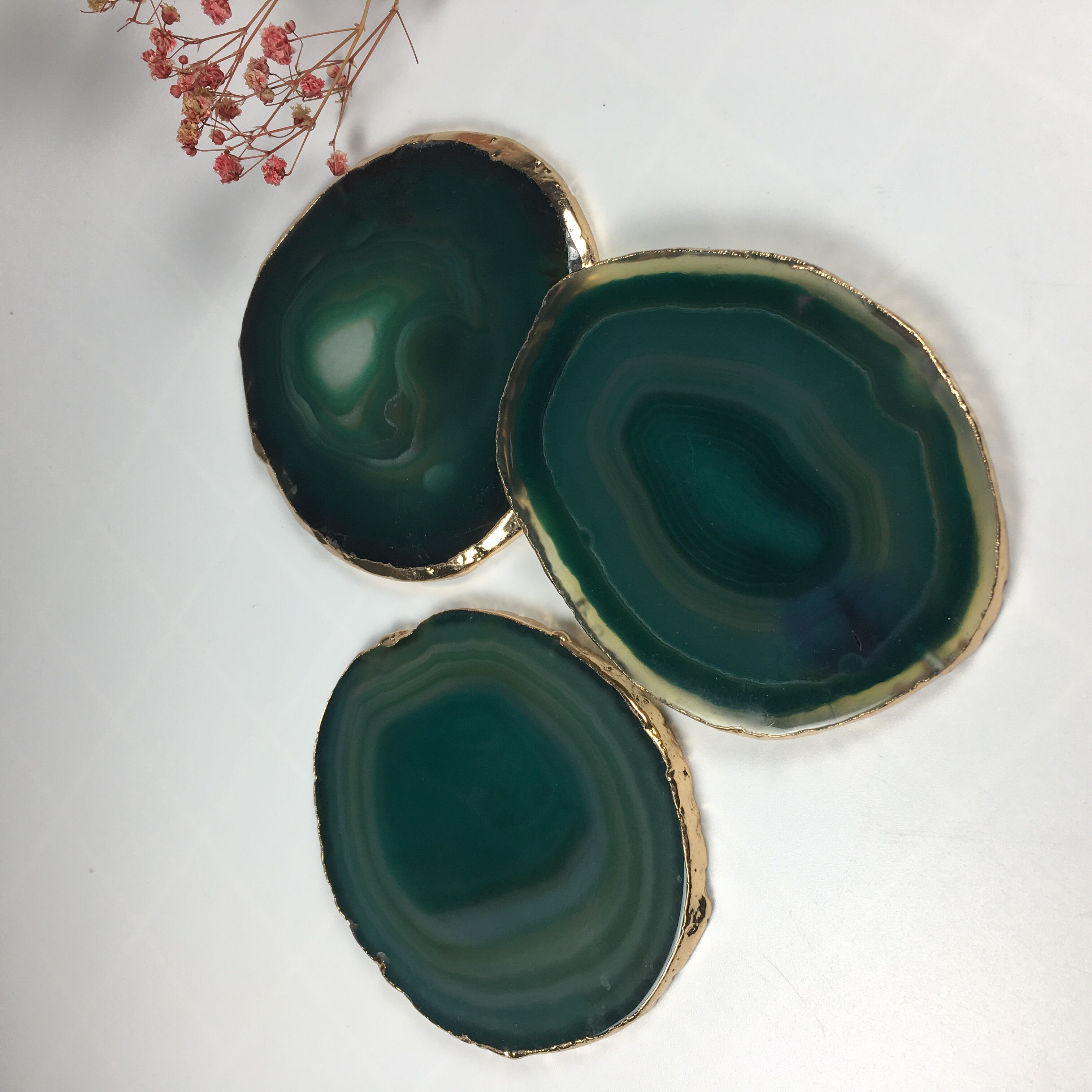 green agate coasters