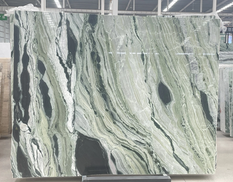 Polished Green Shangri La Jade Marble Big Slabs