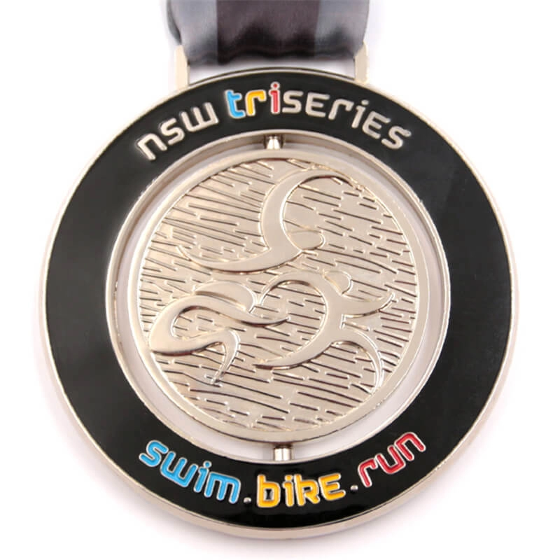 Spinning triathlon medals custom manufacturer