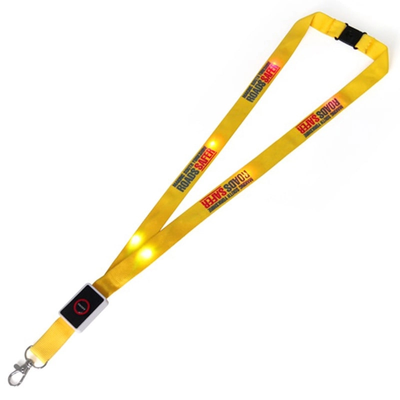 Yellow nylon led lanyard with card holder