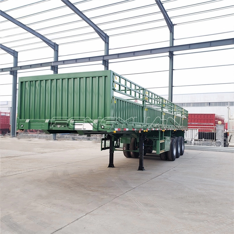 Tri-axle fence trailer dropside decks flatbed cargo semi-trailer with bogie suspension