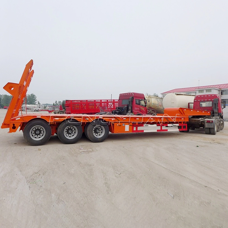 3 Axles 80Tons Truck Lowbed Semi Trailer For Sale