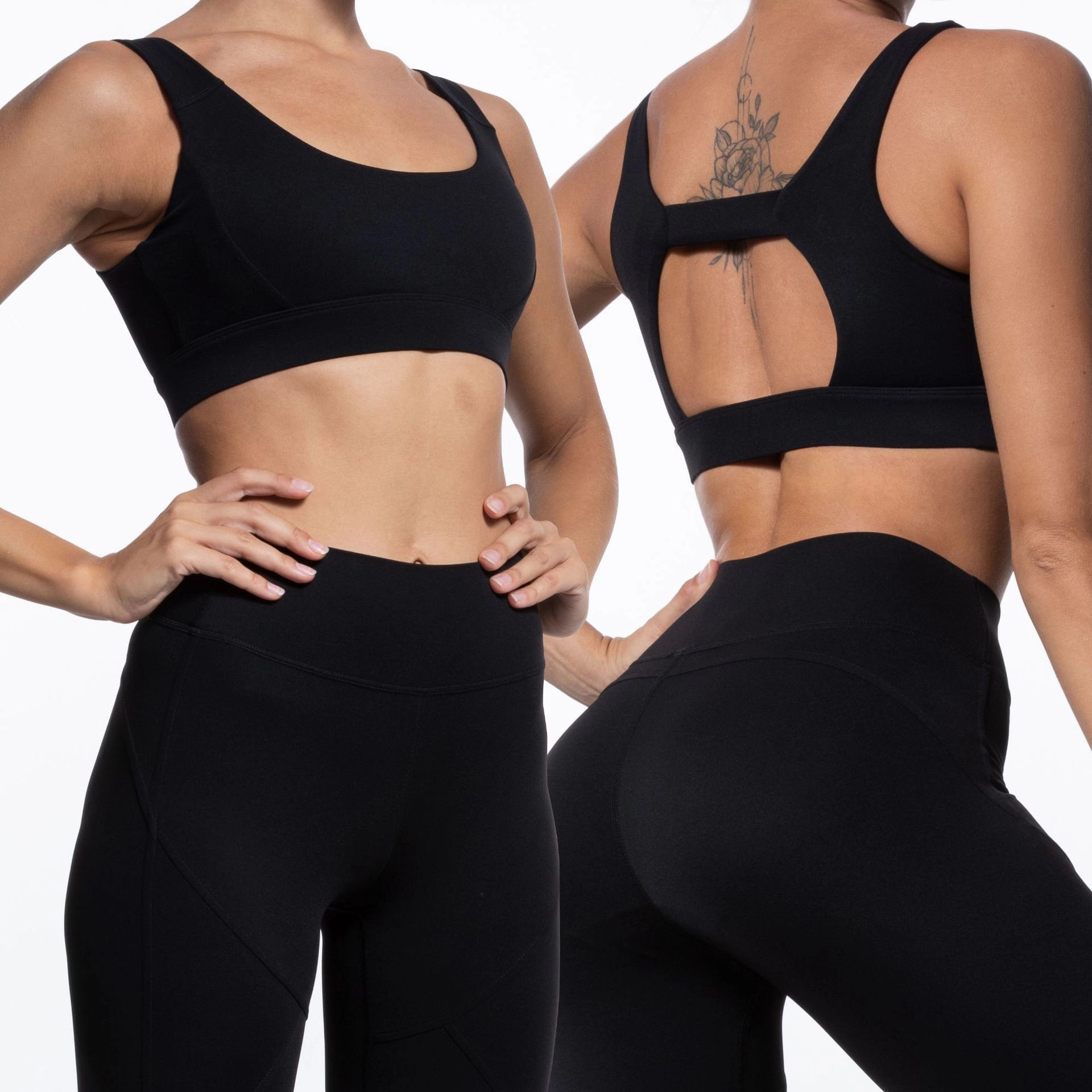 Autumn new hot selling nude breathable body yoga clothes women's hollow back bra running Yoga Pants two-piece set