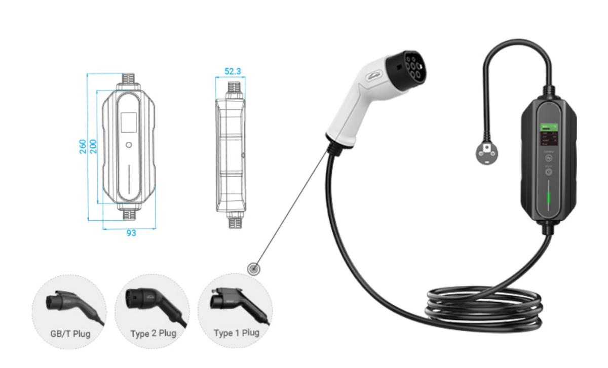 portable type 2 ev charger