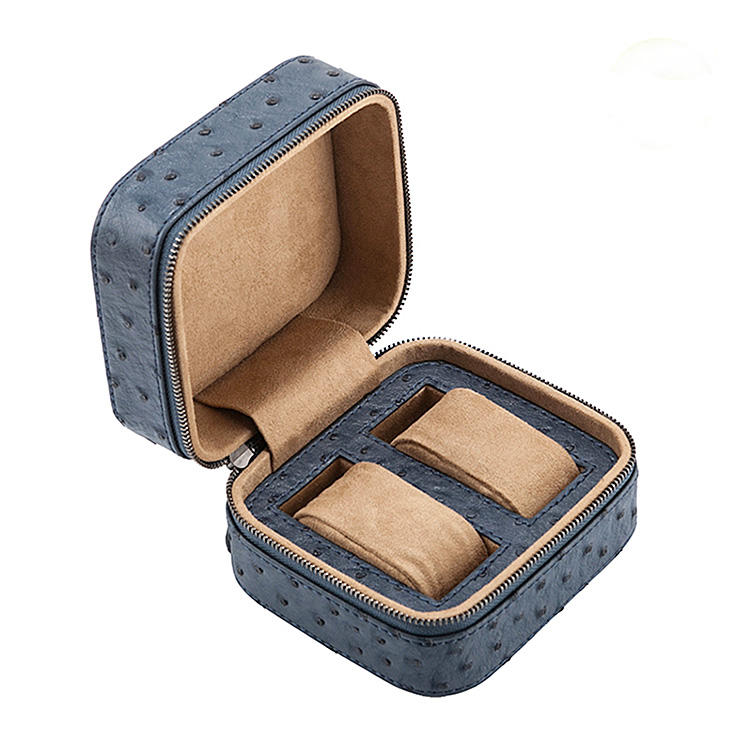 Ostrich Leather Portable Zipper Watch case