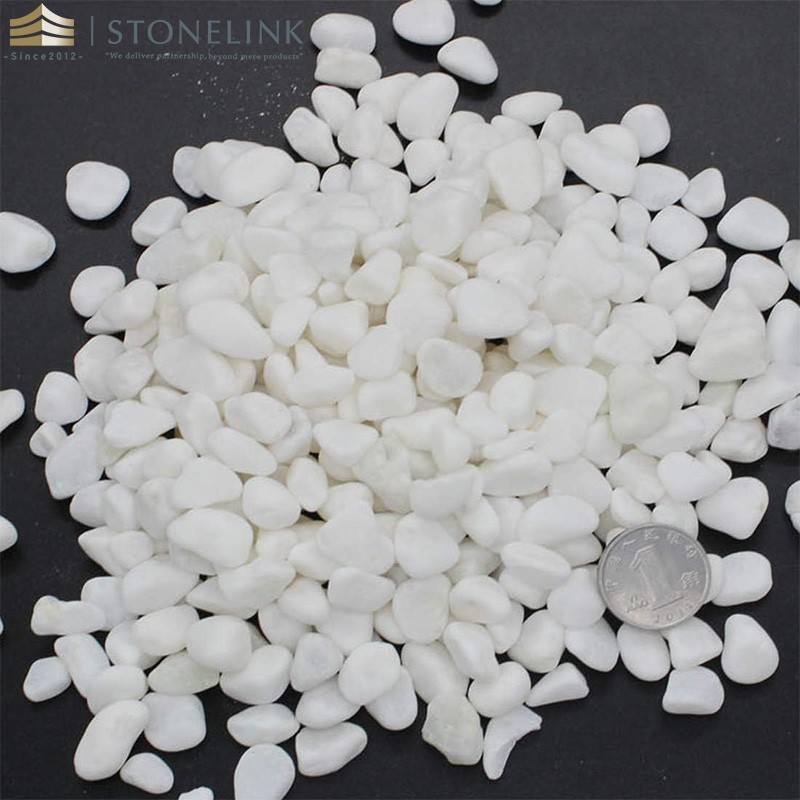 Gardening landscaping white tumbled gravel pebble stone