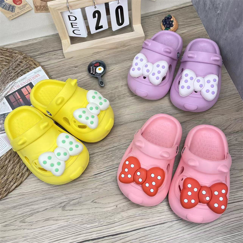 Indoor Outdoor Cartoon Bow Little Girl Toe Protection Garden Shoes