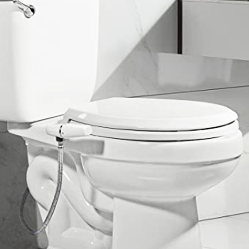 Quiet-Close Lid Dual Nozzles Handle-controlled Round Bidet Toilet Seat