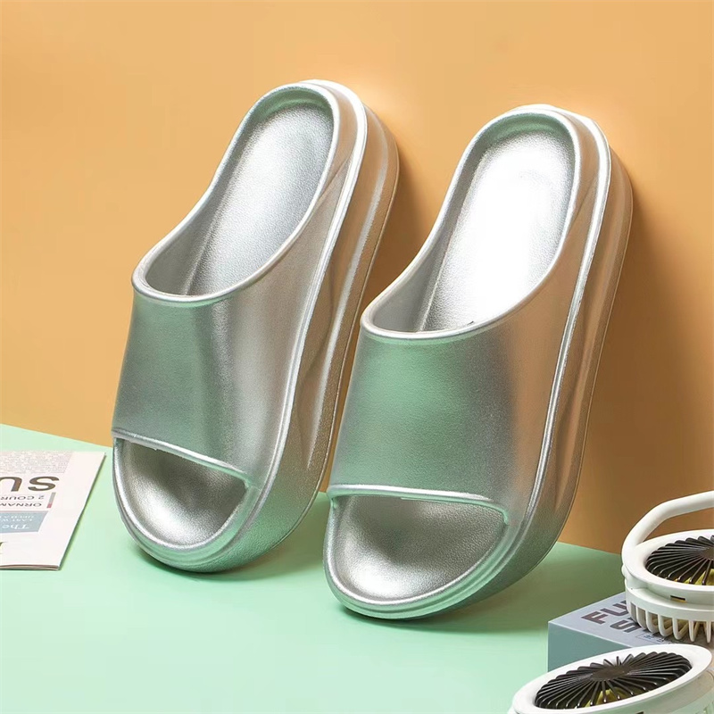 Simple Solid Color Bathroom Slides Platform Slippers