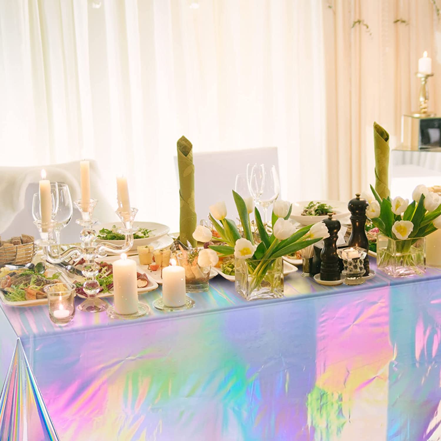 Iridescent Plastic Table Cover