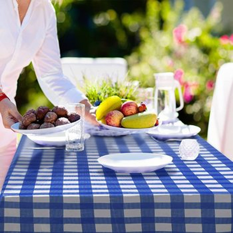 Disposable Plastic Plaid Tablecloth