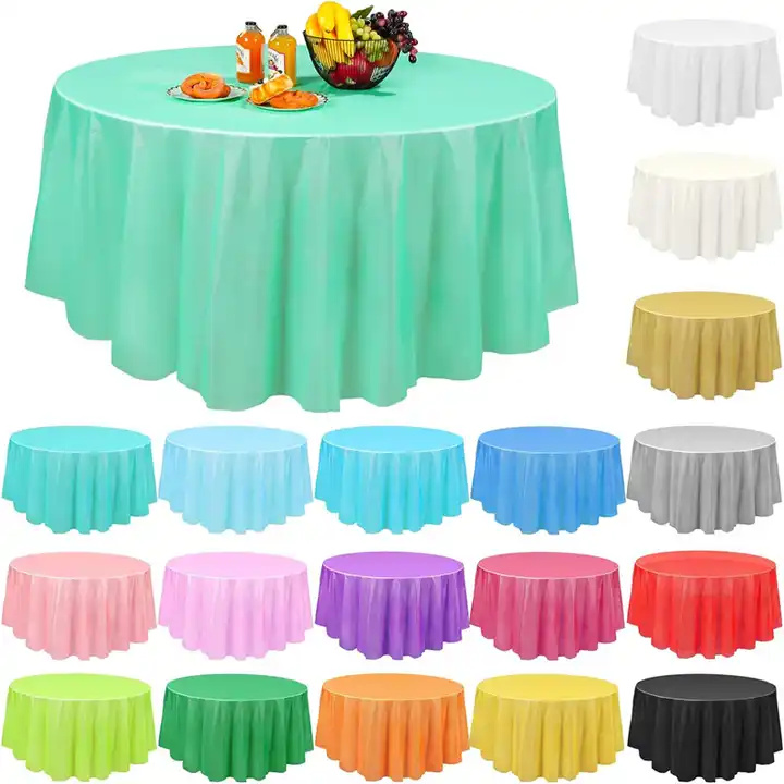 Disposable White Blue Black Round Table Cover