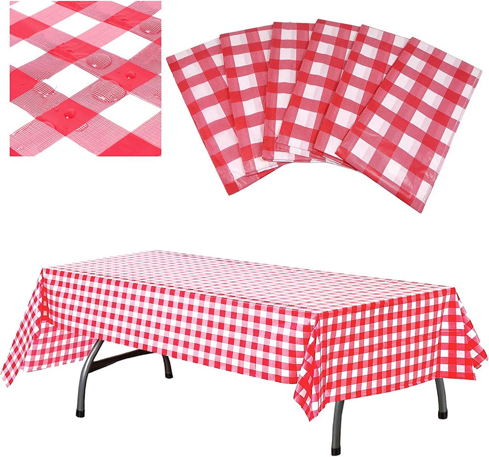 disposable plastic checkered tablecloth