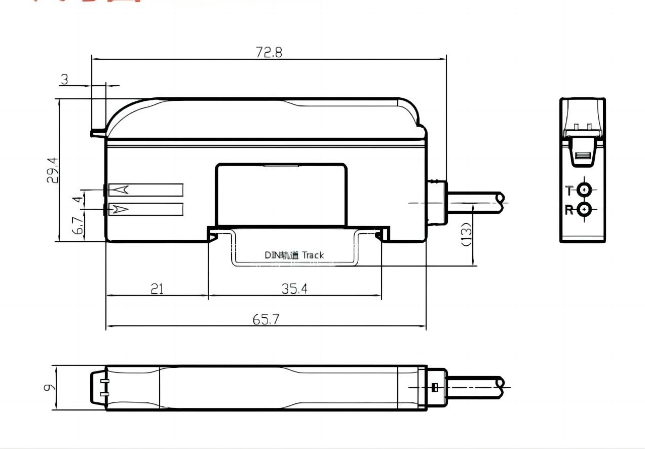 Diigital display optical fiber Sensors dimensions