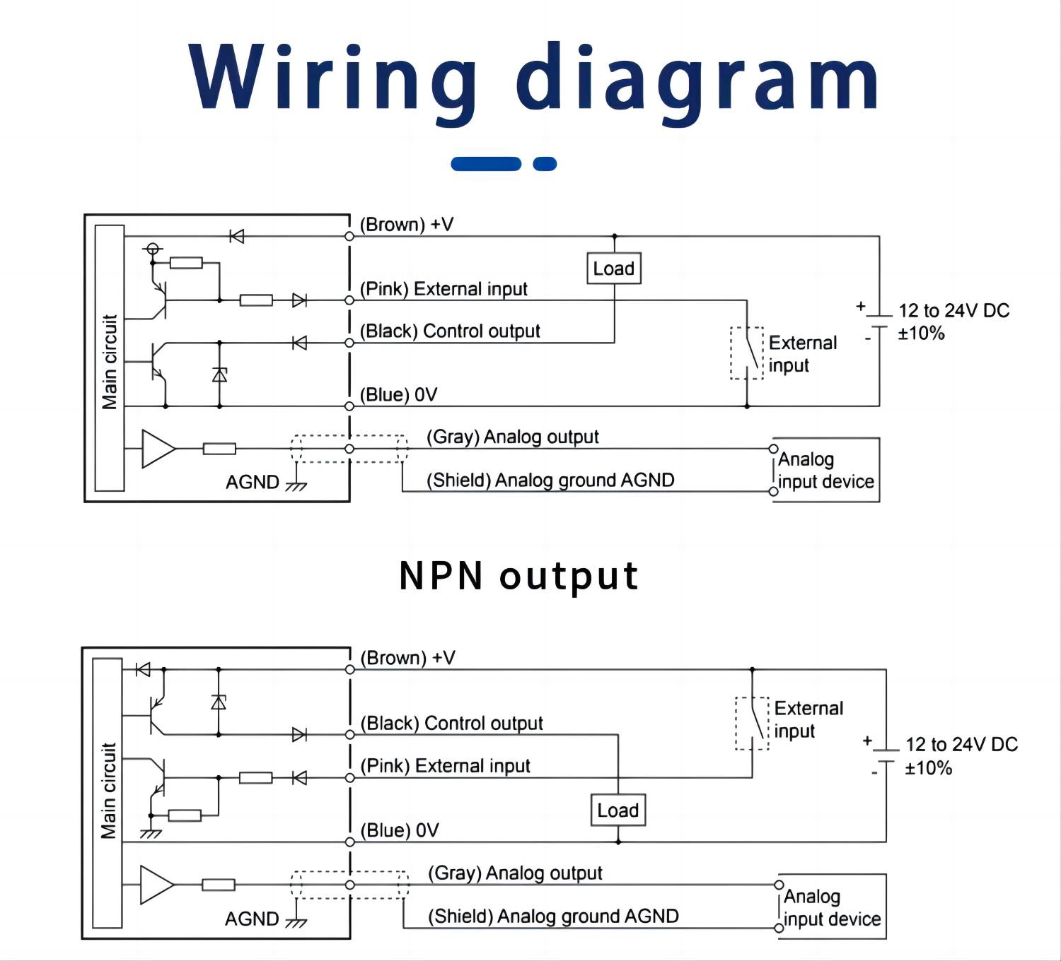 Laser displacement sensor Wiring diagram sketch