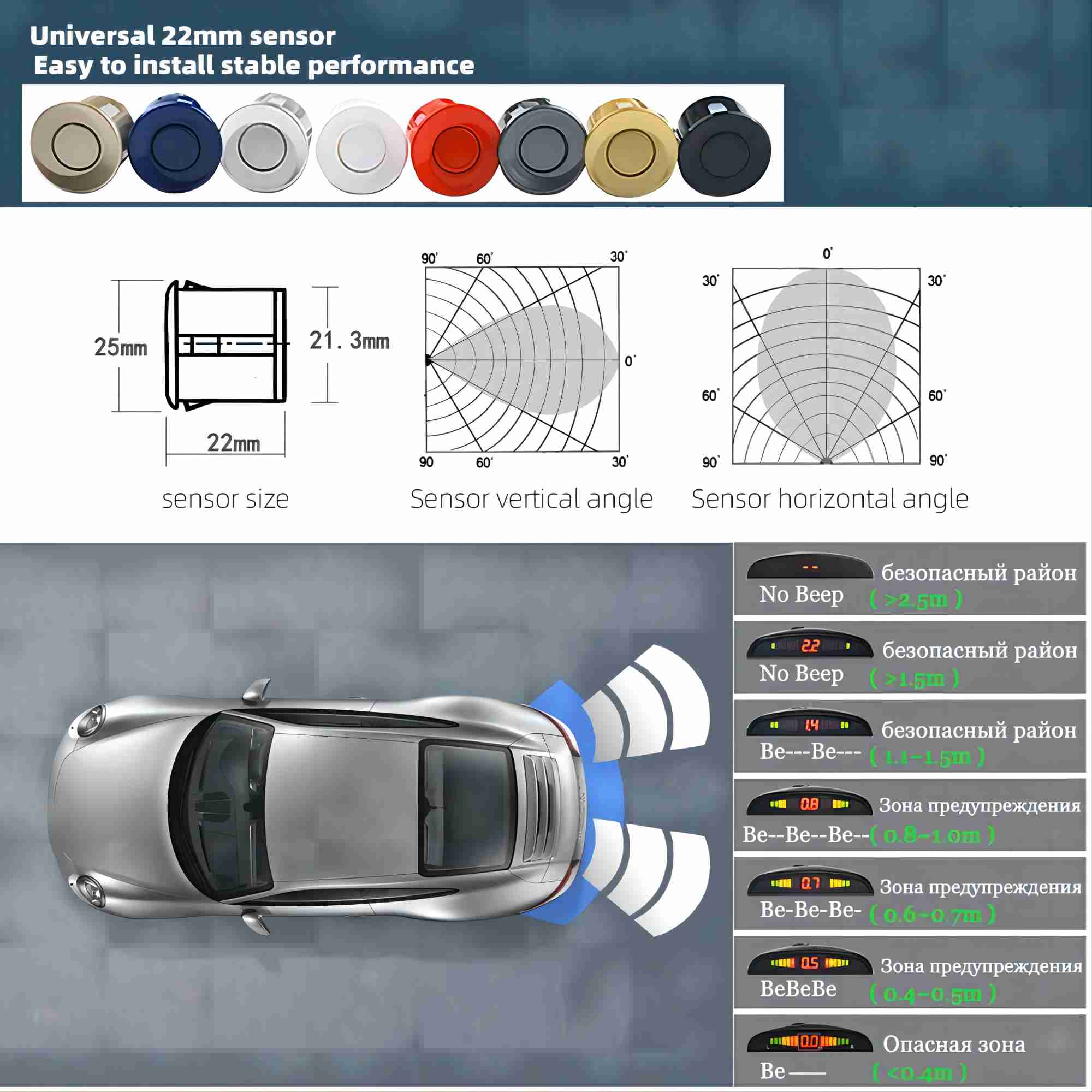 led display car parking system ultrasonic sensor