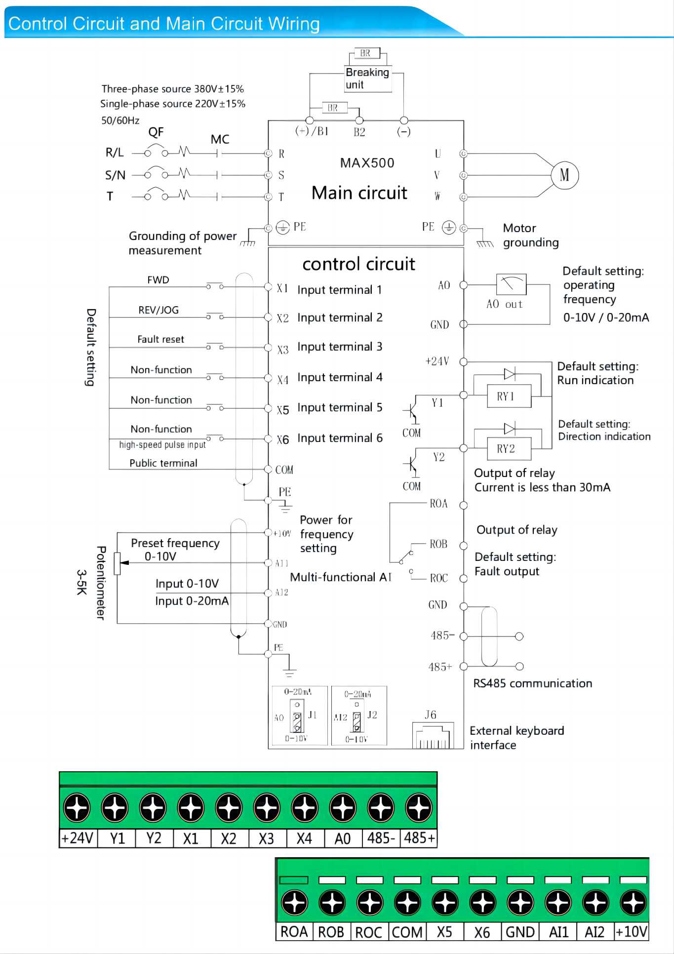 MAX500 Control Circuit and Main Circuit Wiring