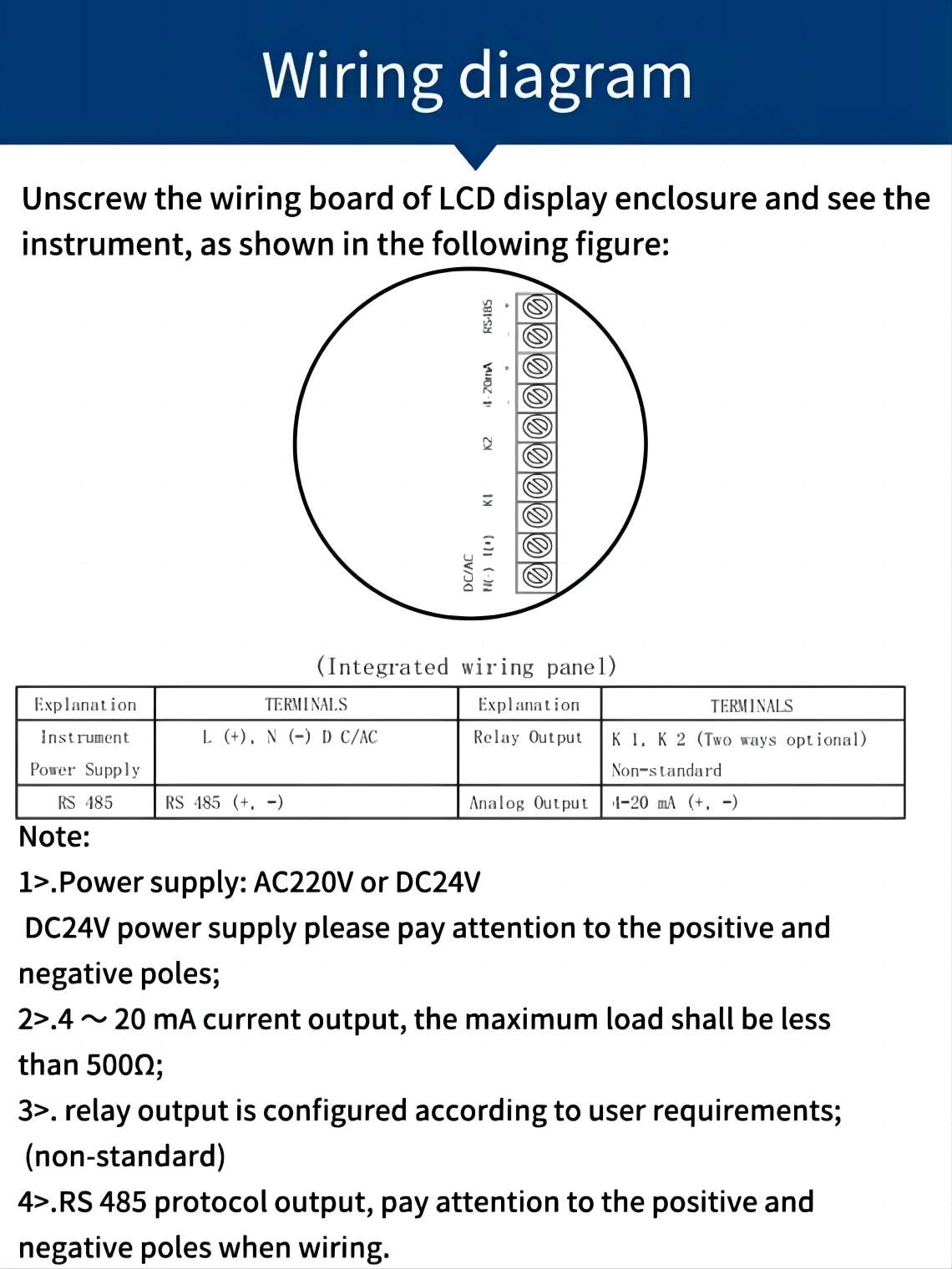 Ultrasonic Level Sensor Wiring diagram