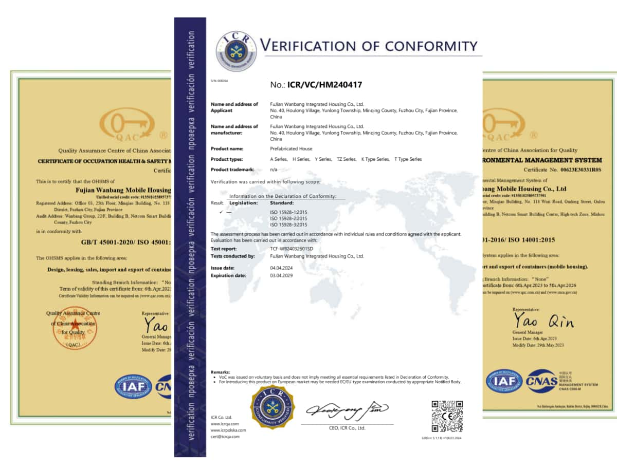 container house certificate