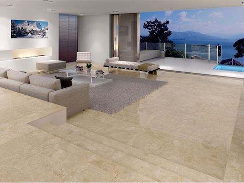 Crema Marfil Marblee Living Room Flooring